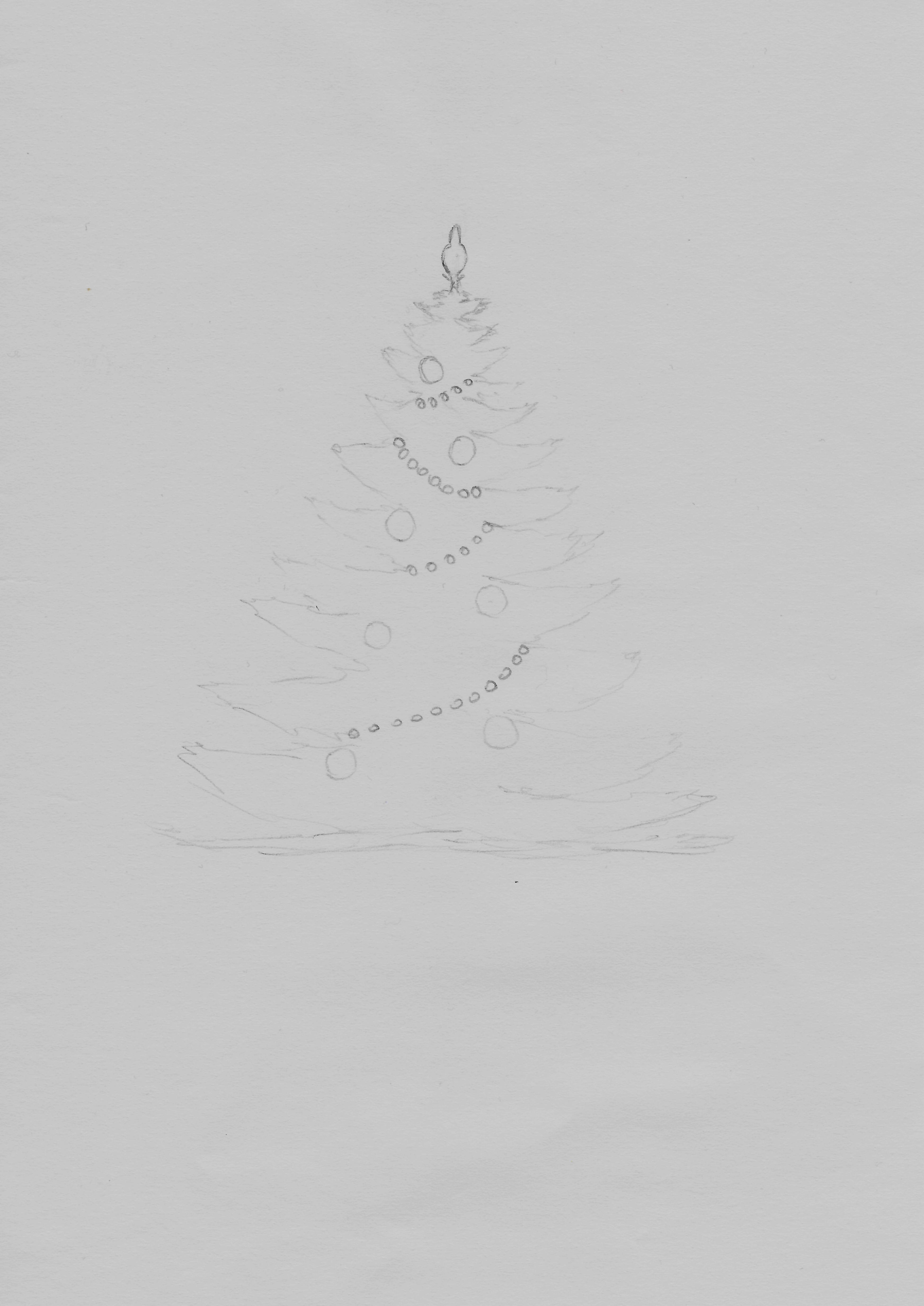 Line sketch of Christmas Tree